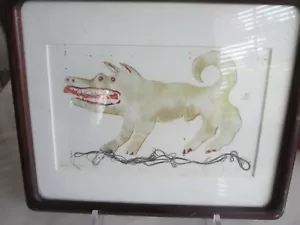 Seltenes Monotyp Kunstwerk Hund Künstler Marcia Sandmeyer Wilson (1937-2018) signiert - Bild 1 von 11