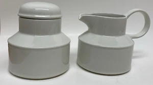 Stonehenge White by W R Midwinter Ltd White Creamer & Sugar w/ Lid - Picture 1 of 13