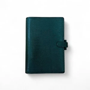 Filofax Barneys New York Lizard Leather Planner Hunter Green 6-Ring Organizer 20 - Picture 1 of 8