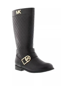 Neu! Michael Kors ~ Größe 7 ~ MK Logo Kleinkind Mädchen gesteppte hohe Reitstiefel schwarz - Bild 1 von 12