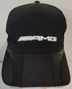 Genuine Benz AMG Logo Strapback Cap Black w/ Carbon Fiber Accent Embroidered - Picture 1 of 9