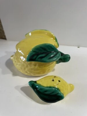 Moutardier Et Salière en céramique Ferlay Vallauris forme citron Barbotine Déco - Photo 1/4