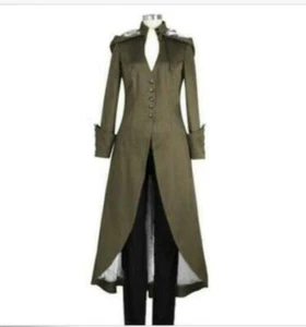 Women Punk Rave Steampunk Military Coat Jacket Long Gothic Uniform Cool Clothes - Picture 1 of 23