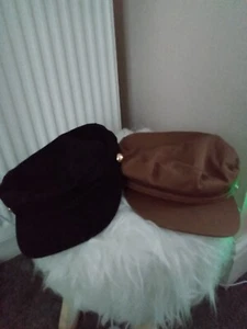 Ladies Caps Plain Cotton with gold bobble on sides 1 black 1 brown Primark - Picture 1 of 4
