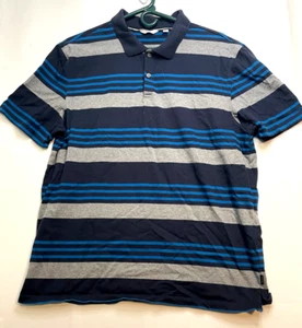 Calvin Klein polo shirt mens large short sleeve striped blue - Picture 1 of 6