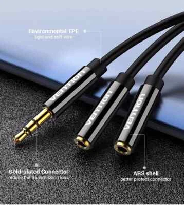 3.5mm Audio Splitter Adapter Double Jack Earphone Headphone Aux Stereo Y Cable - Image 1 of 4