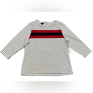 Talbots Navy Blue, Red & White Striped Knit Top XL - Picture 1 of 10