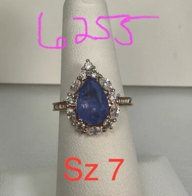 NUEVO CON ETIQUETAS Bomb Party Talla 7 Anillo Revelado Joyería RBP Lágrima 'Stormy' Azul Oro Rosa Pl Foto 1 de 4