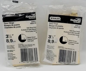 (2)  National 3-1/2 In. Square Corners Satin Brass Finish Door Hinge N830-230 - Picture 1 of 4