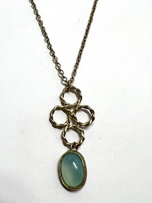 "Collar de diseñador Marcia Moran Aqua tono dorado círculos 16"" largo excelente estado" Foto 1 de 4