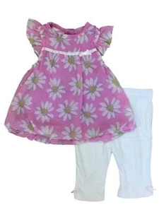 Infant Girls Purple Daisy Baby Outfit Chiffon Shirt & White Leggings 2 Piece Set - Picture 1 of 1