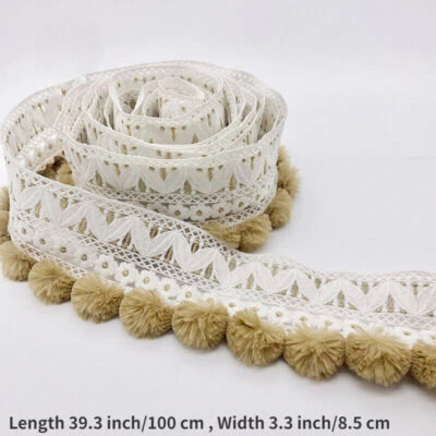 PomPom Ball Tassel Fringe Trim Edging Sewing DIY Upholstery Curtain Pillowcase - Image 1 of 4