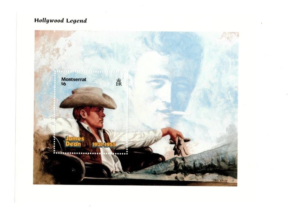 Montserrat - Ator de cinema James Dean - Folha de selo de lembrança - Scott #913 - MNH - Imagem 1 de 1