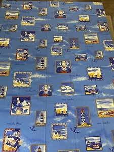 Französische 100 % Baumwolle Tischdecke 69" Quadratisch Bretagne Blau Gelb Hergestellt in Frankreich - Bild 1 von 9