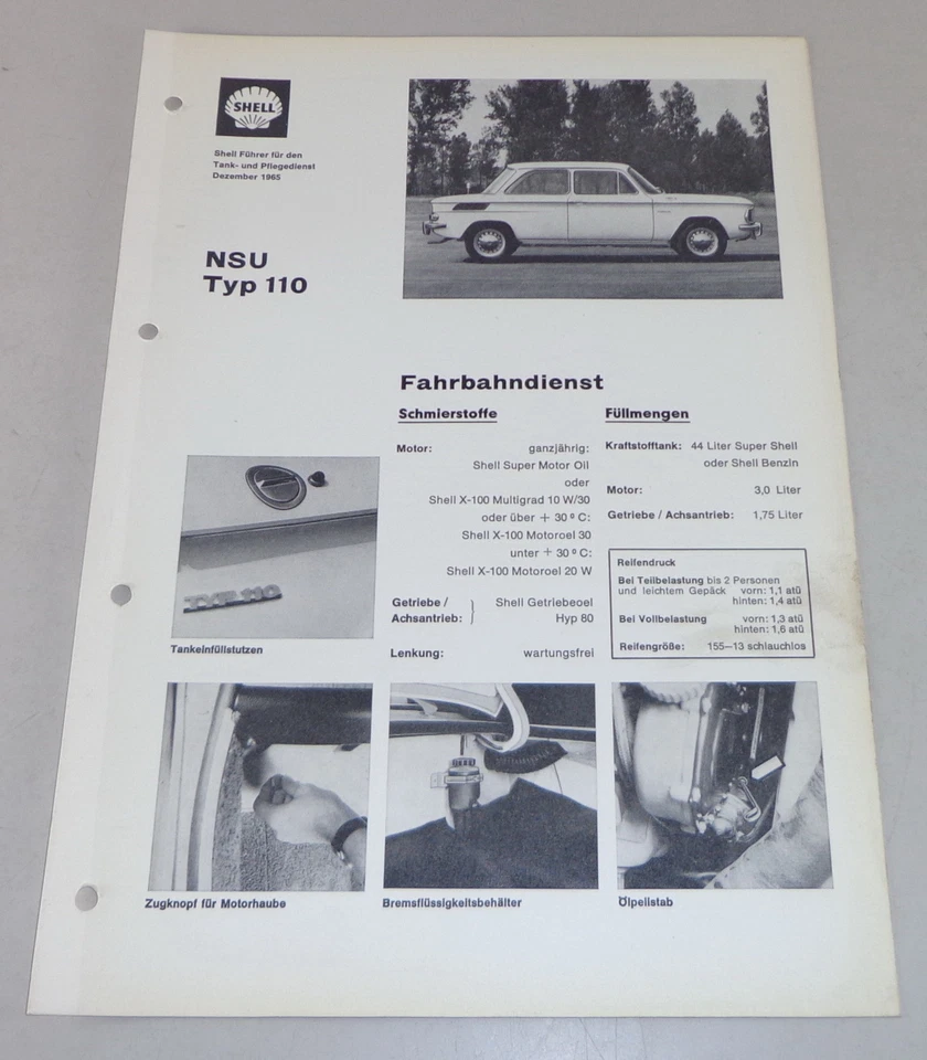 Shell Lubrificazione Per NSU Tipo 110 Stand 12/1965 - Immagine 1 di 1