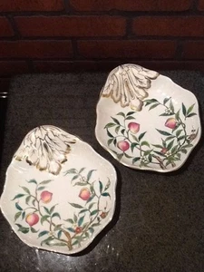 Platos para servir dorados de porcelana - fruta pintada dos de colección - Imagen 1 de 4