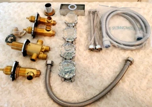 Silver Bathroom Crystal Knobs Vanity Basin Plumbing Hardware Missing Faucet LOT - Picture 1 of 5