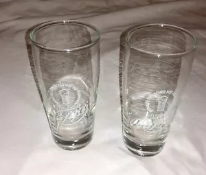 Lote de 2 vasos Durlacher Hof de vidrio transparente con logotipo blanco - Imagen 1 de 6