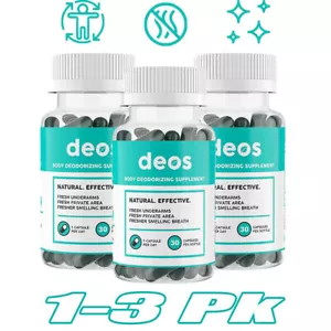 1-3Pk DEOS Internal Deodorant Supplement – Full Body Deodorizer - 30 Capsules - Picture 1 of 15