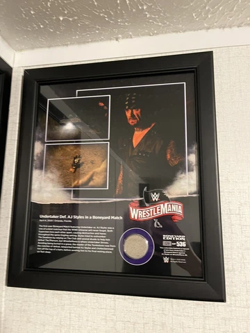 2020 Wrestlemania 36 Undertaker def AJ Styles Boneyard Match Plaque /536 Cover