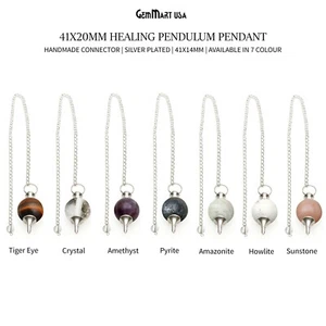 Gemstone Healing Pendulum Pendant With Cap reiki Spiritual engraved stones - Picture 1 of 34