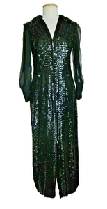 Vintage Neusteters Black Sequin on Chiffon Long Maxi Dress sz 10 - Picture 1 of 5