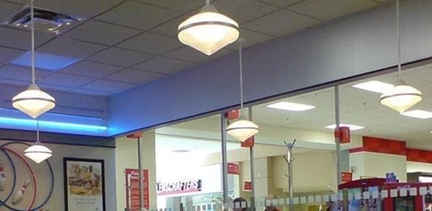 Original Retro Diner Art Deco Glass and Enamel Pendant Light Fixtures Cover