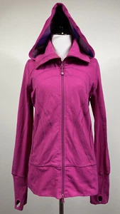 Lululemon Jacke 6 Magenta Kapuze durchgehender Reißverschluss Langarm Daumenlöcher - Bild 1 von 5
