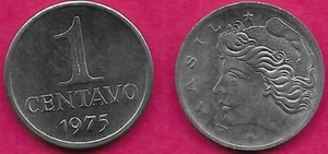 BRAZIL 1 CENTAVO 1975 UNC EFFIGY OF THE REPUBLIC TO THE LEFT,DENOMINATION ABOVE  - Picture 1 of 1