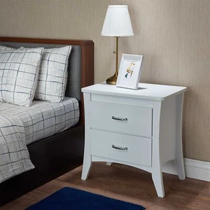 25 White Two Drawers Nightstand - Picture 1 of 1
