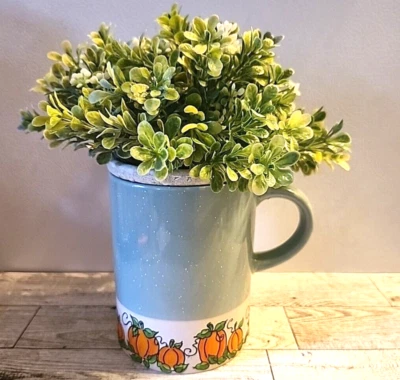 Caneca vaso floral abóbora vaso grande outono SOMENTE DECORAÇÃO pintada à mão assinada - Imagem 1 de 4