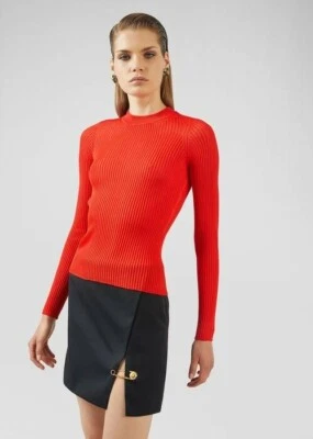 Versace ribbed knit fitted jumper - Size IT38, colour red, new - Image 1 of 4