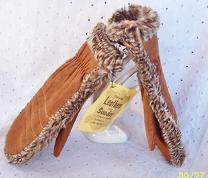 GLOVES-MITTENS LEATHER BLACK OR  LIGHT BROWN WINTER WARM-SOFT= U-CHOOSE COLOR  - Picture 1 of 10