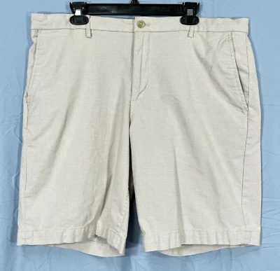 CHAPS Hombre CAQUI MICRO CUADROS 4 Bolsillos PANTALONES CORTOS CHINOS Elásticos Algodón Sarga TALLA 38 Foto 1 de 4