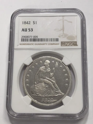 1842 Seated Liberty Silver $1 Dollar NGC AU53 US #3930 Cover
