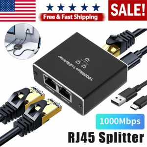 RJ45 Gigabit Ethernet Splitter 1000Mbps LAN Network Internet 1 to 2 Adapter lot - Picture 1 of 20