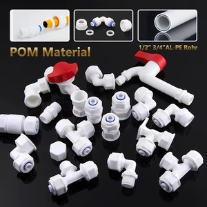 POM Fitting Klemmring Schraubfitting Verschraubung 1/2" 3/4" AL-PE Rohr Kupplung - Picture 1 of 50