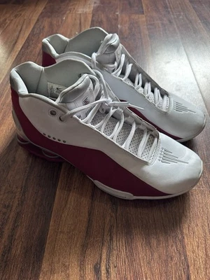 Tênis Nike Shox BB4 retrô branco e vermelho Varsity masculino tamanho 13 - Imagem 1 de 4