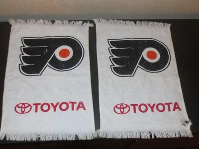2 VINTAGE NHL PHILADELPHIA FLYERS RALLY TOWEL ITEMS - TOYOTA SPONSORED - VINTAGE - Image 1 of 2