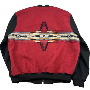 Pendleton Western Yoke Bomber Jacket Mens 2XL Black Red Chief Star Virgin Wool - Picture 1 of 16