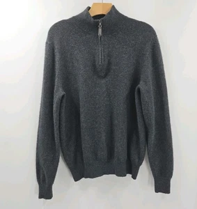 Daniel Hechter Paris Pullover Herren Large grau Kaschmir 2-fädig 1/4 Zip Pulli - Bild 1 von 12