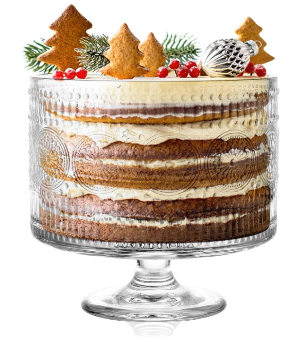 Bol Trifle de Vidrio 3.43qt con Pedestal Centro de Mesa Vintage para Postres - Image 1 of 4