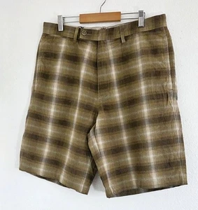Pantaloncini Tommy Bahama Paradise Nation marroni a quadri misto lino seta taglia 34 - Foto 1 di 7
