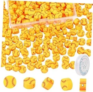100pcs Beads Polymer Clay Bead,Softball Beads Charms Sports Ball Baseball - Picture 1 of 8