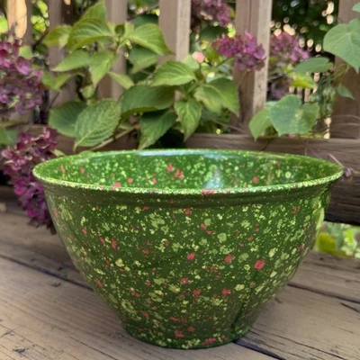 Rachel Ray Confetti Melamine Plastic Green Mixing Bowl Retro Splatter 5.5” x 10” - Image 1 of 4