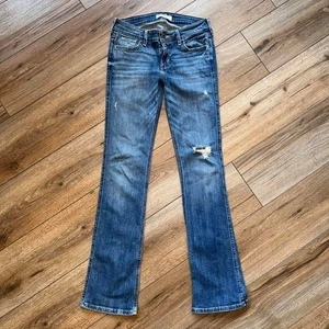 Y2K Hollister Distressed Bootcut Jeans Women's Size 1S 25x31 2000s Mall Brand - Foto 1 di 4