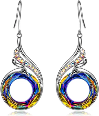 Pendientes Fénix "Levántate de las Cenizas", Pendientes Colgantes de Plata de Ley con Grito Foto 1 de 4