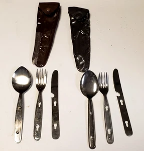 Lot 2 Boy & Girl Scout Silverware Vinyl Case Fork Spoon Knife Utensils Camping - Picture 1 of 7