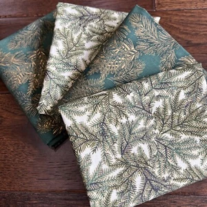 Hoffman Fabrics Evergreen 1/2 Yard Bundle - Vintage Metallic Gold Pine Needles - Picture 1 of 7