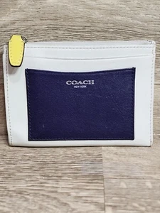Vintage COACH Bi-Color Purple Chalk White Leather 2 tone - Picture 1 of 4